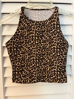 American Apparel Leopard Print Sleeveless Crop Top